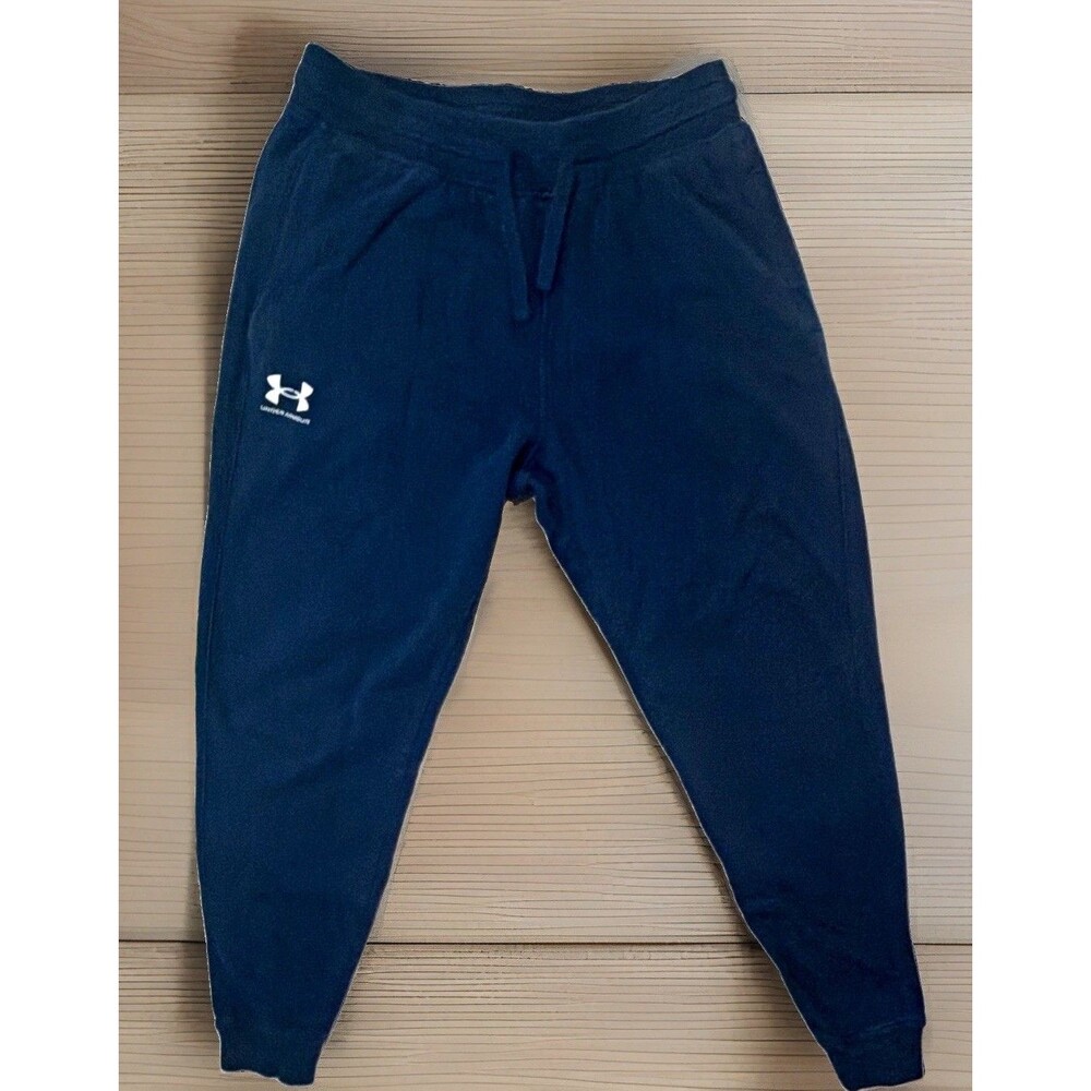Under Armour Joggers Mens Large Navy Blue Fleece Sweatpants Drawstring Pockets